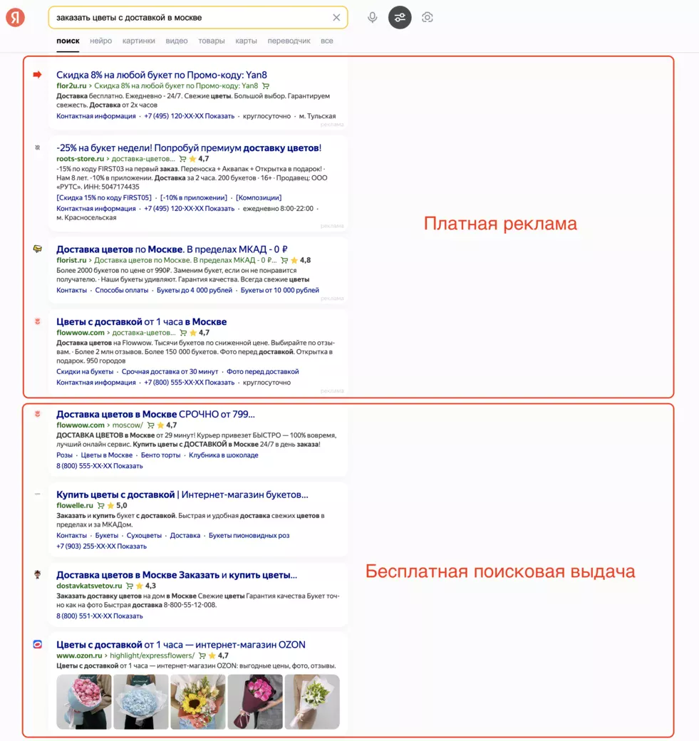 Пример видимости сайта в поисковой системе Яндекс