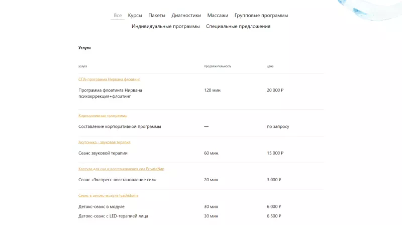 Список медицинских услуг центра «Quintessense», включая консультации и процедуры