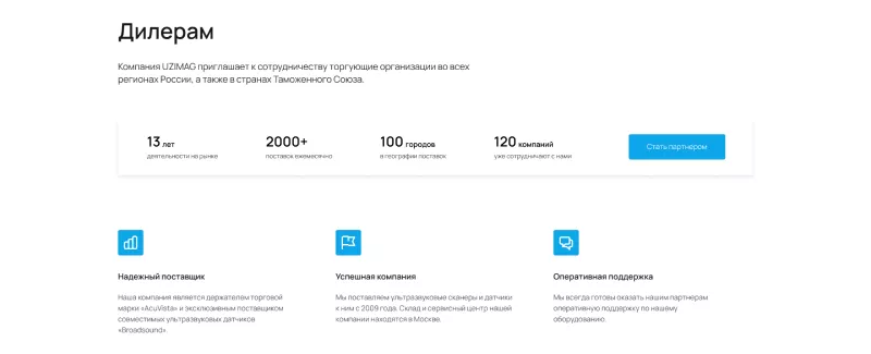 Раздел с предложениями для дилеров в интернет-каталоге